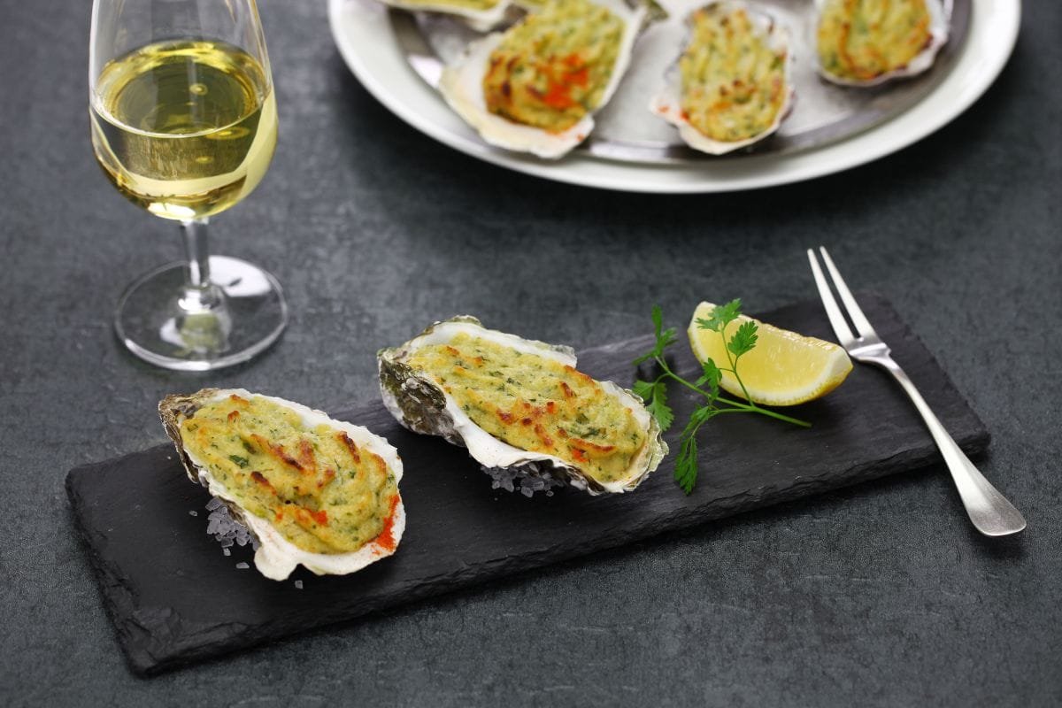 Grilled Oysters With White Wine Butter Sauce